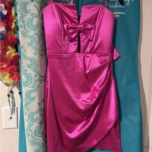 Pink Strapless Dress with Bow